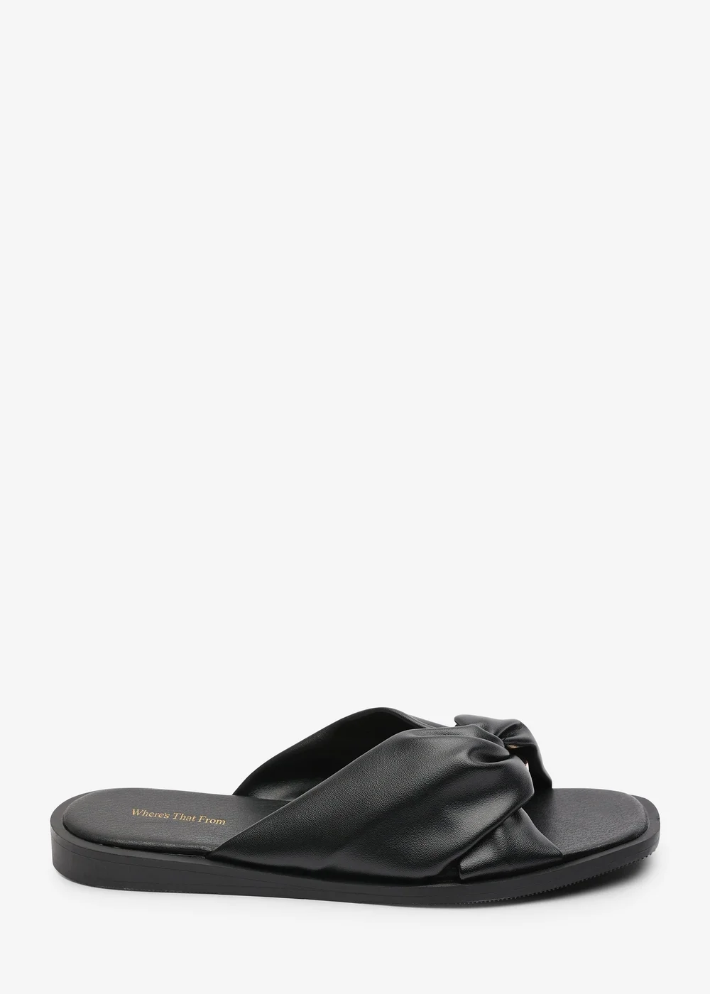 Where's That From Brooklyne Twist Open Toe Black Slide On Sandals - 4 Image 1