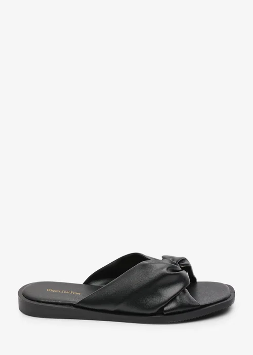Where's That From Brooklyne Twist Open Toe Black Slide On Sandals - 4 Image 1