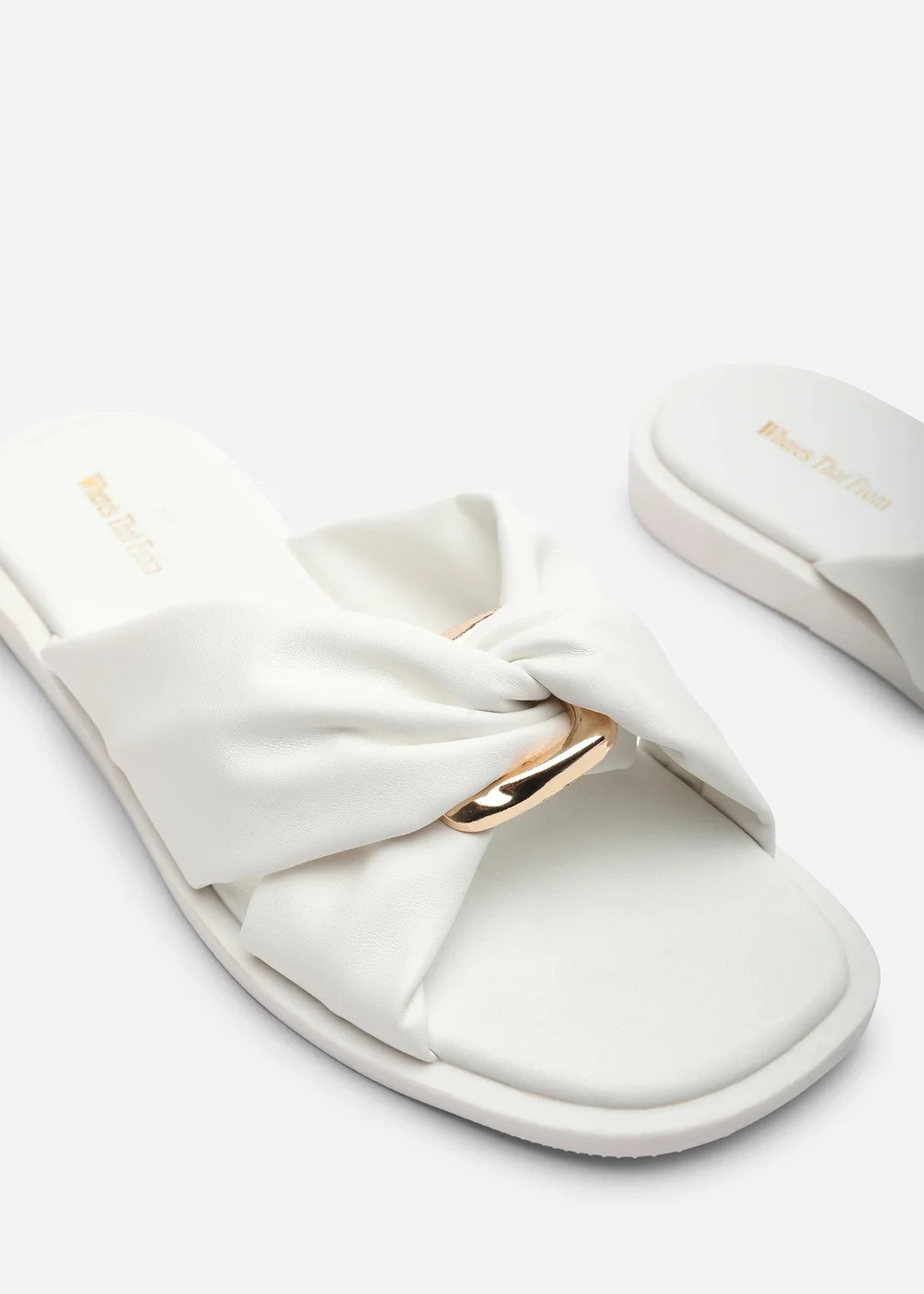 Where's That From Brooklyne Twist Open Toe White Slide On Sandals - 6 Image 5