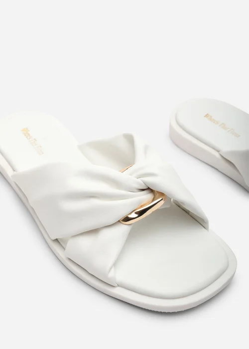 Where's That From Brooklyne Twist Open Toe White Slide On Sandals - 6 Image 5