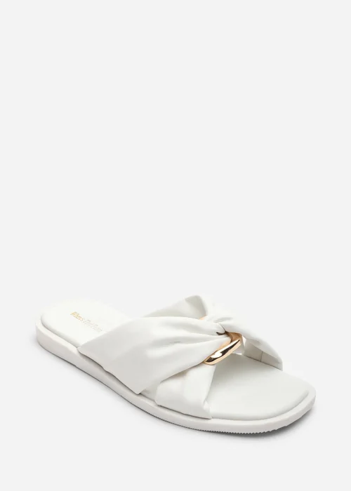 Where's That From Brooklyne Twist Open Toe White Slide On Sandals - 6 Image 3