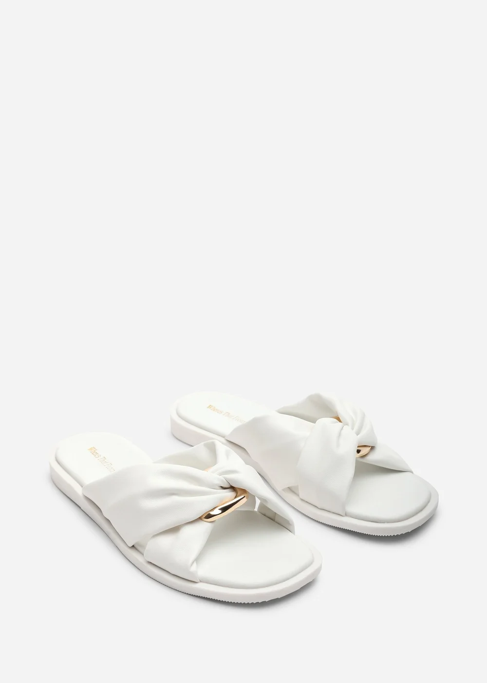 Where's That From Brooklyne Twist Open Toe White Slide On Sandals - 6 Image 4