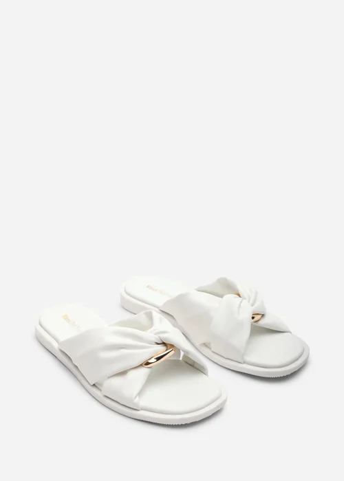 Where's That From Brooklyne Twist Open Toe White Slide On Sandals - 6 Image 4