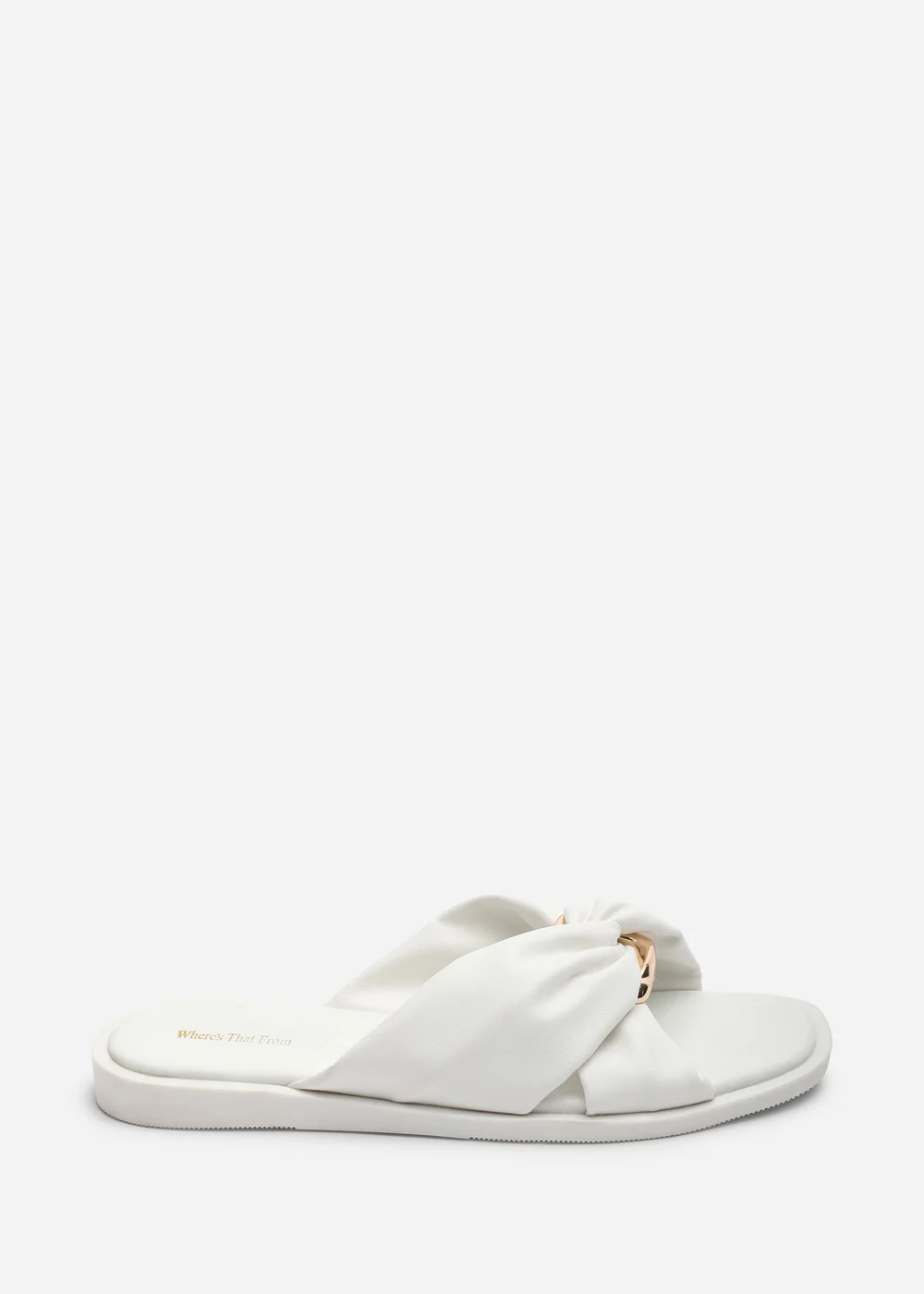 Where's That From Brooklyne Twist Open Toe White Slide On Sandals - 6 Image 1