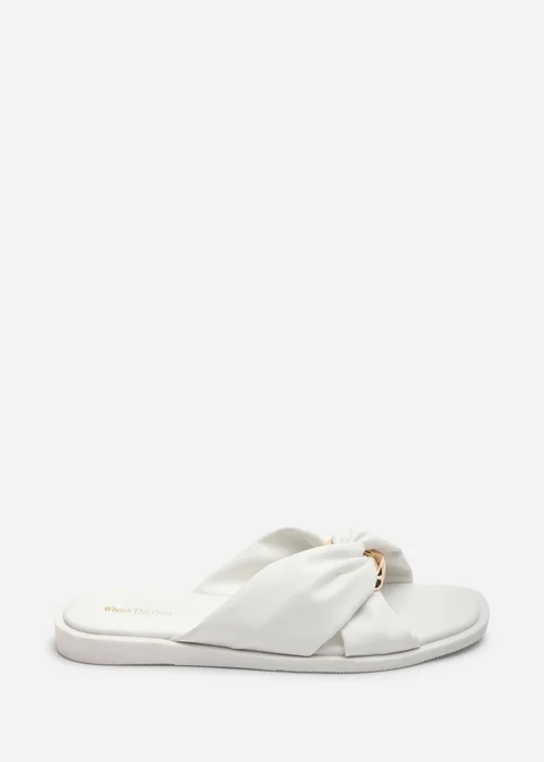 Where's That From Brooklyne Twist Open Toe White Slide On Sandals - 6 Image 1