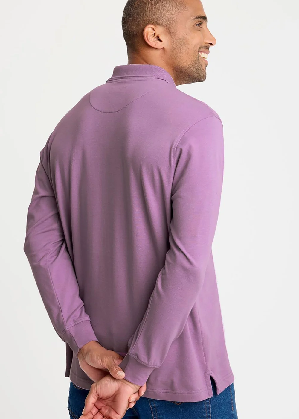 Cotton Traders Lavender long Sleeve Polo Shirt - 3XL Image 3