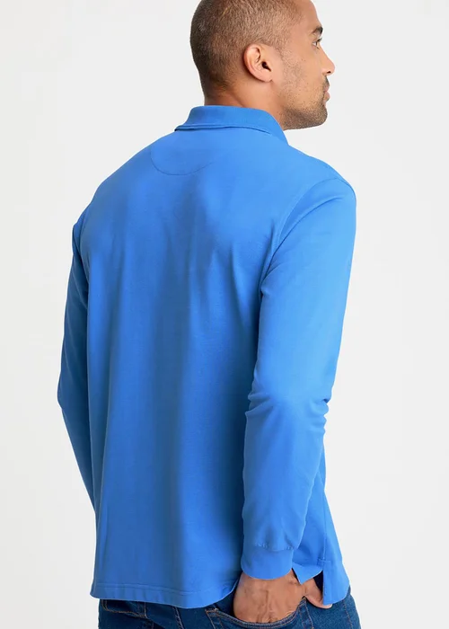 Cotton Traders French Blue Long Sleeve Polo Shirt - L Image 3
