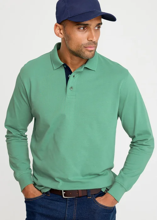 Cotton Traders Apple Long Sleeve Polo Shirt - XL Image 1