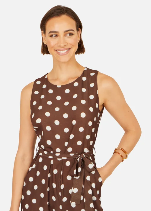 Yumi Brown Spot Culotte Jumpsuit - 14 Image 3