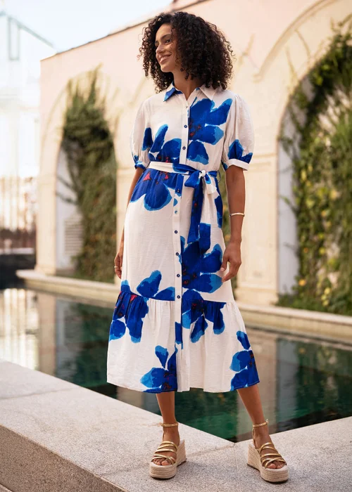 Yumi Blue Scattered Floral Shirt Dress - 18 Image 1