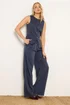 Long Tall Sally Navy Blue Pinstripe Waistcoat - 12 Image 2