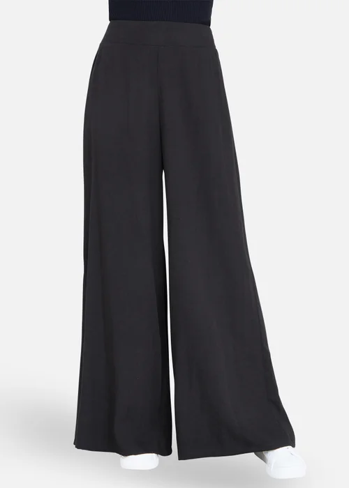 Yumi Black Wide Leg Palazzo Trousers - 10 Image 2