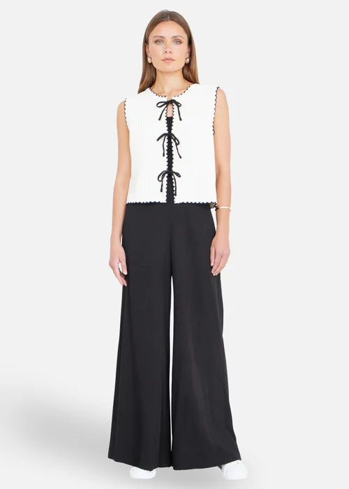 Yumi Black Wide Leg Palazzo Trousers - 10 Image 1