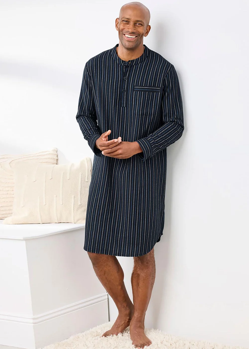 Cotton Traders Black Cotton Brushed Nightshirt - 4XL Image 1