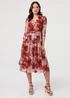 Izabel London Rust Floral 3/4 Sleeve Mesh Midi Wrap Dress - 18 Image 1
