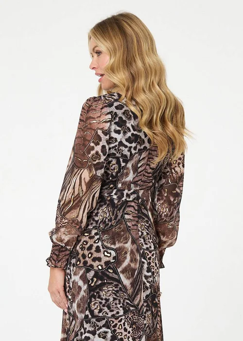 Izabel London Brown Embellished Animal Print Maxi Dress - 8 Image 2