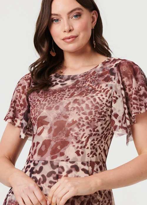 Izabel London Brown Animal Print Angel Sleeve Maxi Dress - 14 Image 3