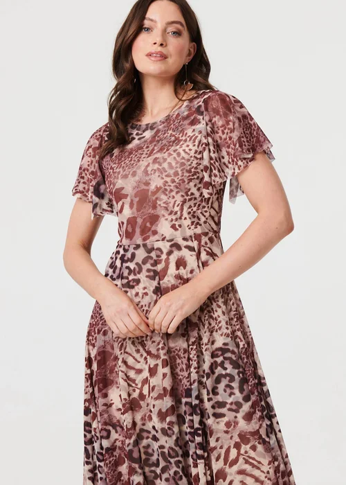 Izabel London Brown Animal Print Angel Sleeve Maxi Dress - 14 Image 4