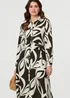 Izabel London Khaki Abstract Floral Maxi Shirt Dress - 18 Image 4
