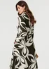 Izabel London Khaki Abstract Floral Maxi Shirt Dress - 18 Image 2