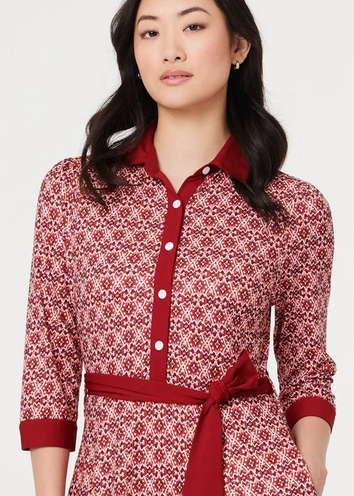 Izabel London Pink Printed 3/4 Sleeve Tie Waist Maxi Dress - 8 Image 3