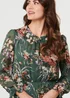 Izabel London Green Floral Tiered Long Sleeve Midi Dress - 14 Image 3