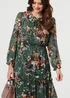 Izabel London Green Floral Tiered Long Sleeve Midi Dress - 14 Image 4