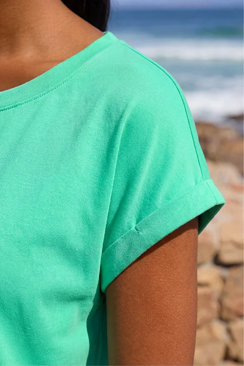 Roman Aqua Plain Stretch Cotton Jersey T-Shirt - 10 Image 4