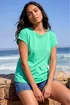 Roman Aqua Plain Stretch Cotton Jersey T-Shirt - 10 Image 1
