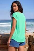 Roman Aqua Plain Stretch Cotton Jersey T-Shirt - 10 Image 3