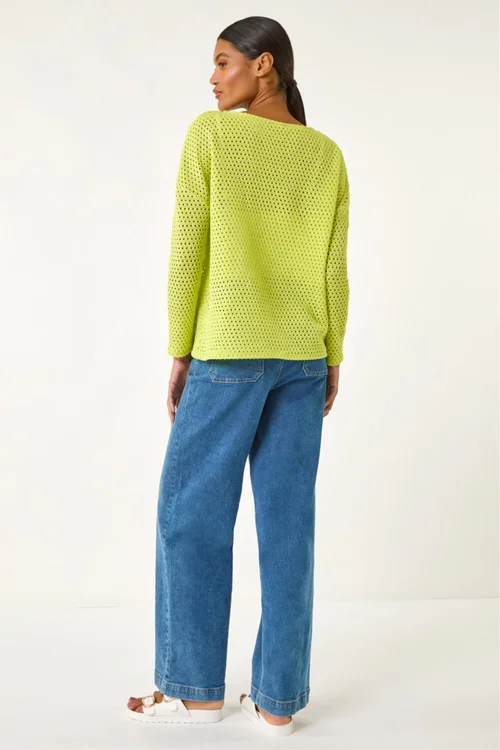 Roman Lime Crochet Cotton Jersey Top - 20 Image 3