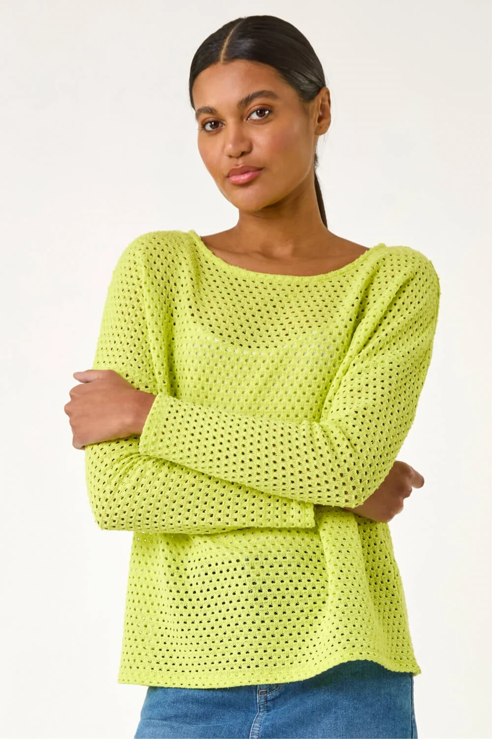 Roman Lime Crochet Cotton Jersey Top - 20 Image 4