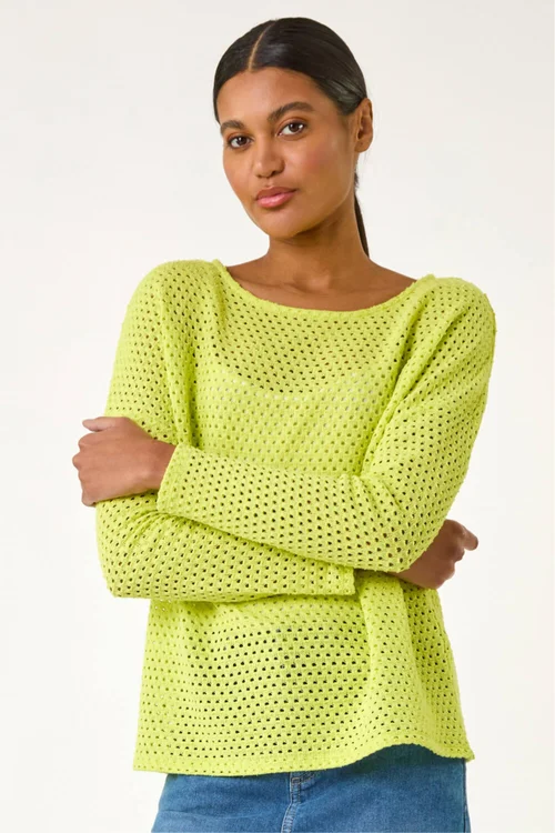 Roman Lime Crochet Cotton Jersey Top - 20 Image 4