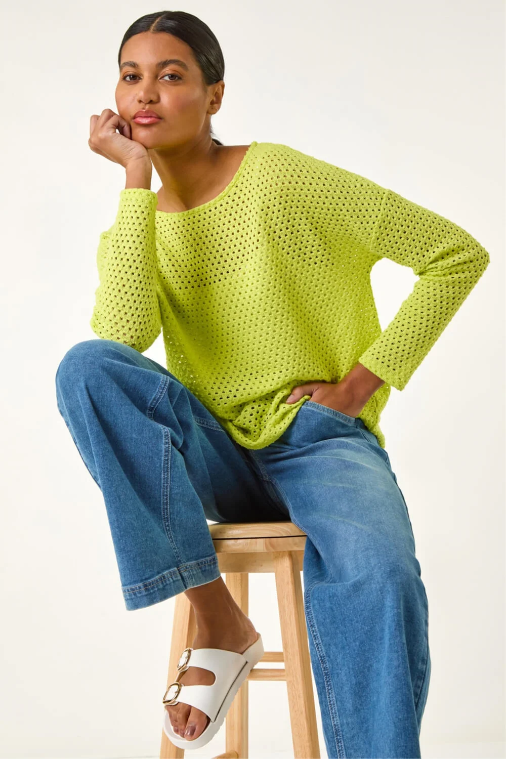 Roman Lime Crochet Cotton Jersey Top - 20 Image 1