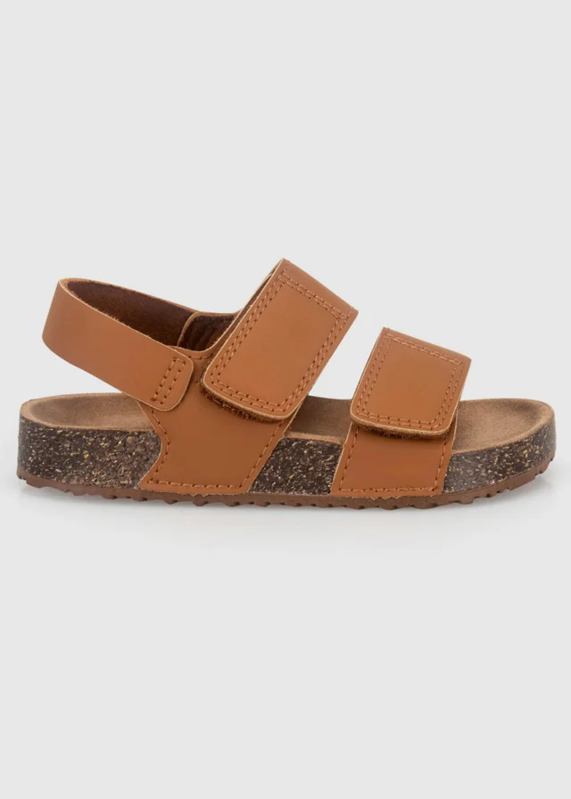 Totes Kids Tan Double Strap Sandals With Back Strap