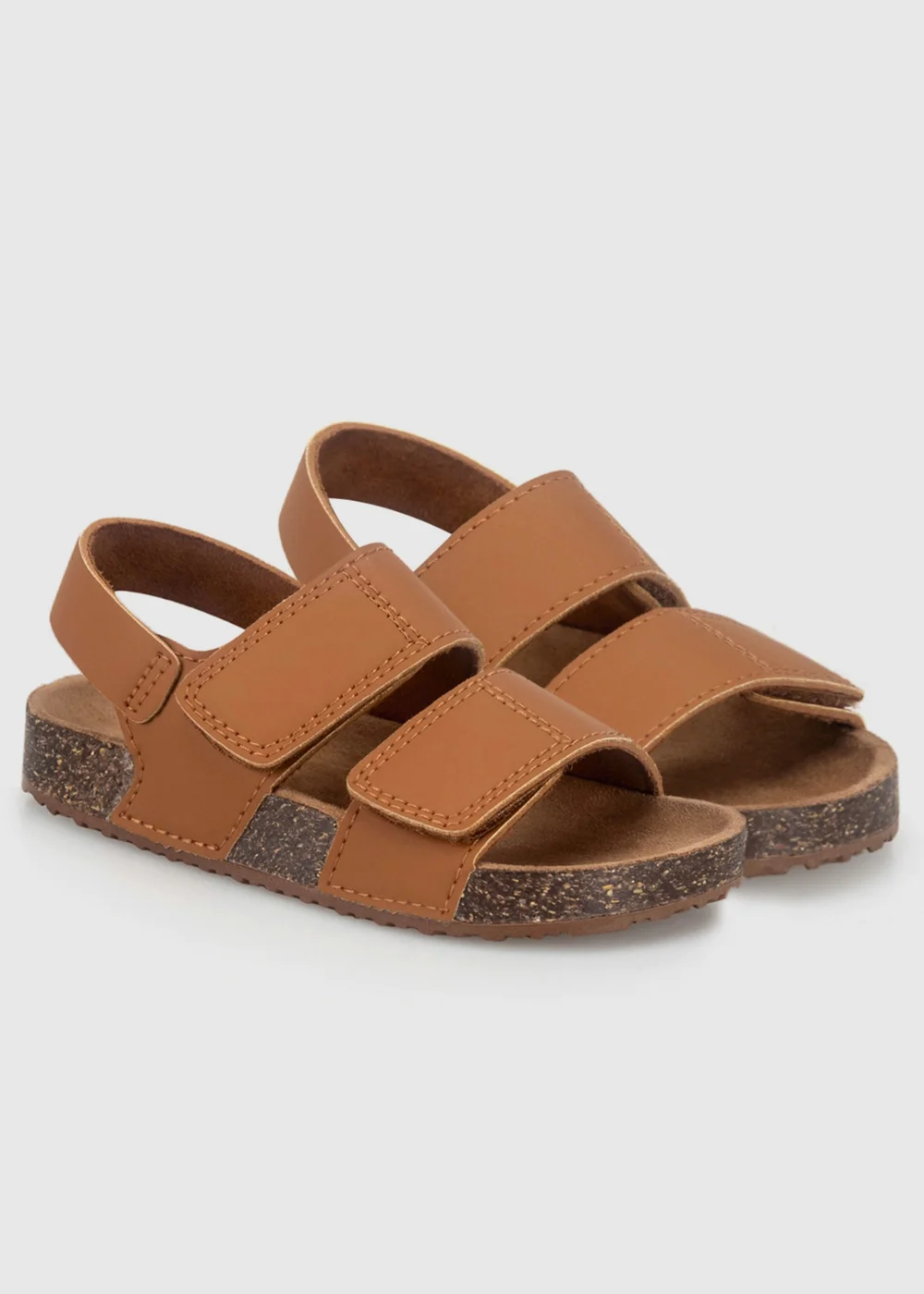 Totes Kids Tan Double Strap Sandals With Back Strap - Size 7 - 8 infants Image 2