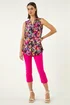 Roman Black Abstract Print Stretch Vest Top - 16 Image 3