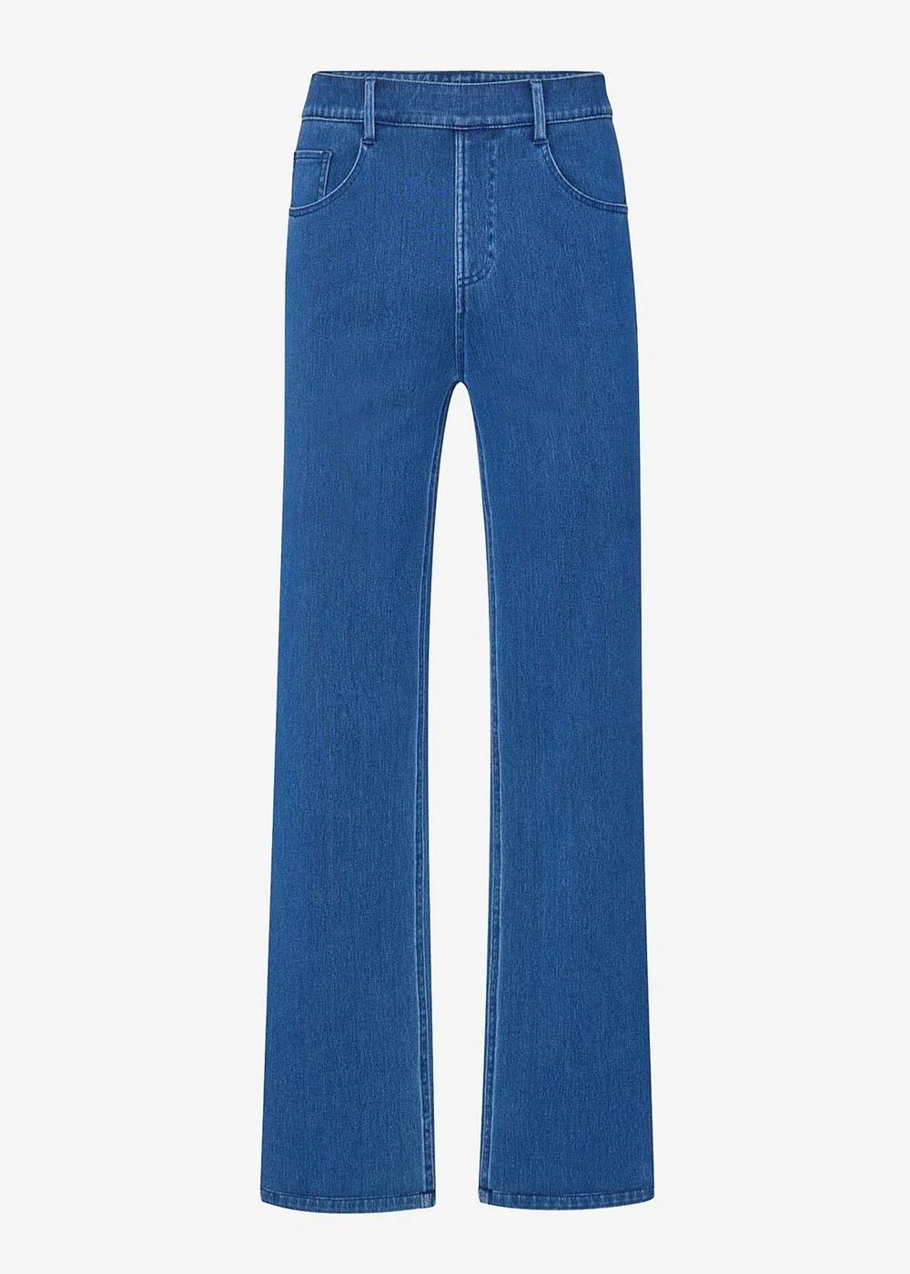 Cotton Traders Stonewash Stretch Jersey Denim Straight Leg Pull On Trousers - 18/L29 Image 2