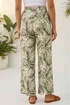 Roman Khaki Petite Leaf Print Wide Leg Trouser - 10 Image 3