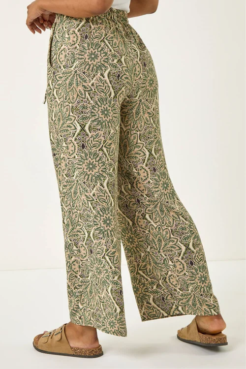 Roman Stone Petite Paisley Print Wide Leg Trouser - 16 Image 3