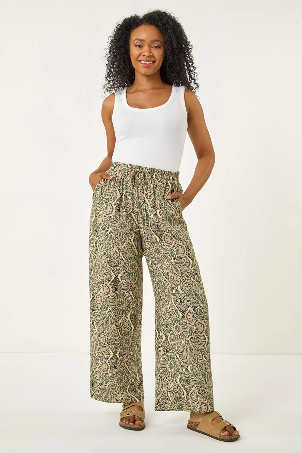 Roman Stone Petite Paisley Print Wide Leg Trouser - 16 Image 2