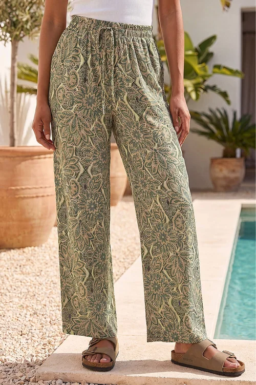Roman Stone Petite Paisley Print Wide Leg Trouser - 8 Image 2
