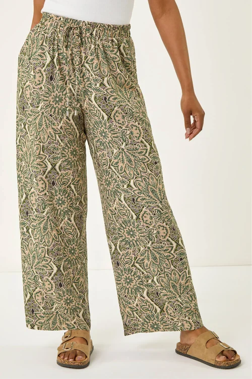 Roman Stone Petite Paisley Print Wide Leg Trouser - 16 Image 4