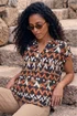 Roman Black Abstract Print Stretch Top - 10 Image 1