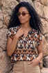 Roman Black Abstract Print Stretch Top - 10 Image 2