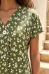 Roman Khaki Floral Puff Print V-Neck Top - 20 Image 4