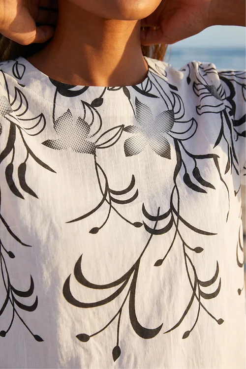 Roman Ivory Floral Mono Print Top - 10 Image 4