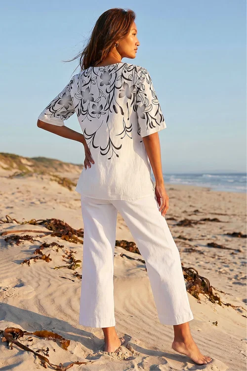 Roman Ivory Floral Mono Print Top - 10 Image 3