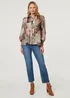 Izabel London Sage Floral Lace Trim Long Puff Sleeve Shirt - 12 Image 1