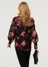 Izabel London Black Floral Semi Sheer Balloon Sleeve Shirt - 14 Image 2